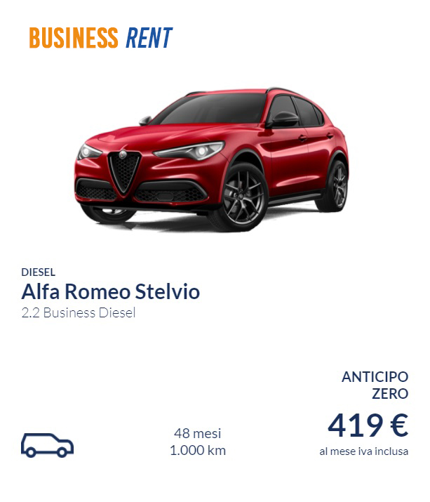 Offerta Noleggio Aziendale Alfa Romeo Stelvio 2.2 Business Diesel 419€