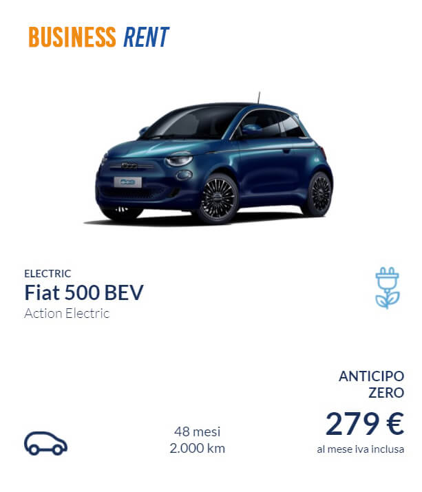 Offerta Noleggio Aziendale Fiat 500 Action Elettric 279€