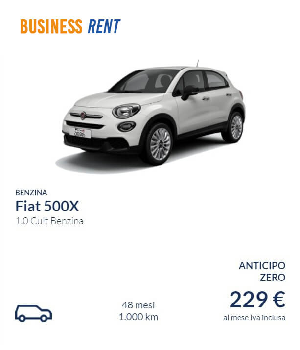 Offerta Noleggio Aziendale Fiat 500X 1.0 Cult Benzina 229€