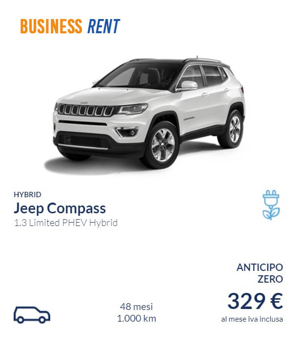 Offerta Noleggio Aziendale Jeep Renegade 1.3 Limited PHEV Hybrid 329€