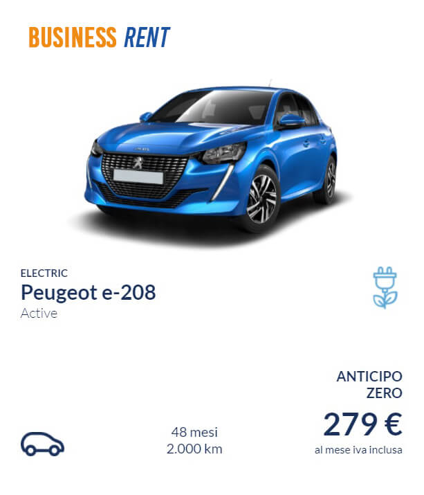 Offerta Noleggio Aziendale Peugeot e-208 279€